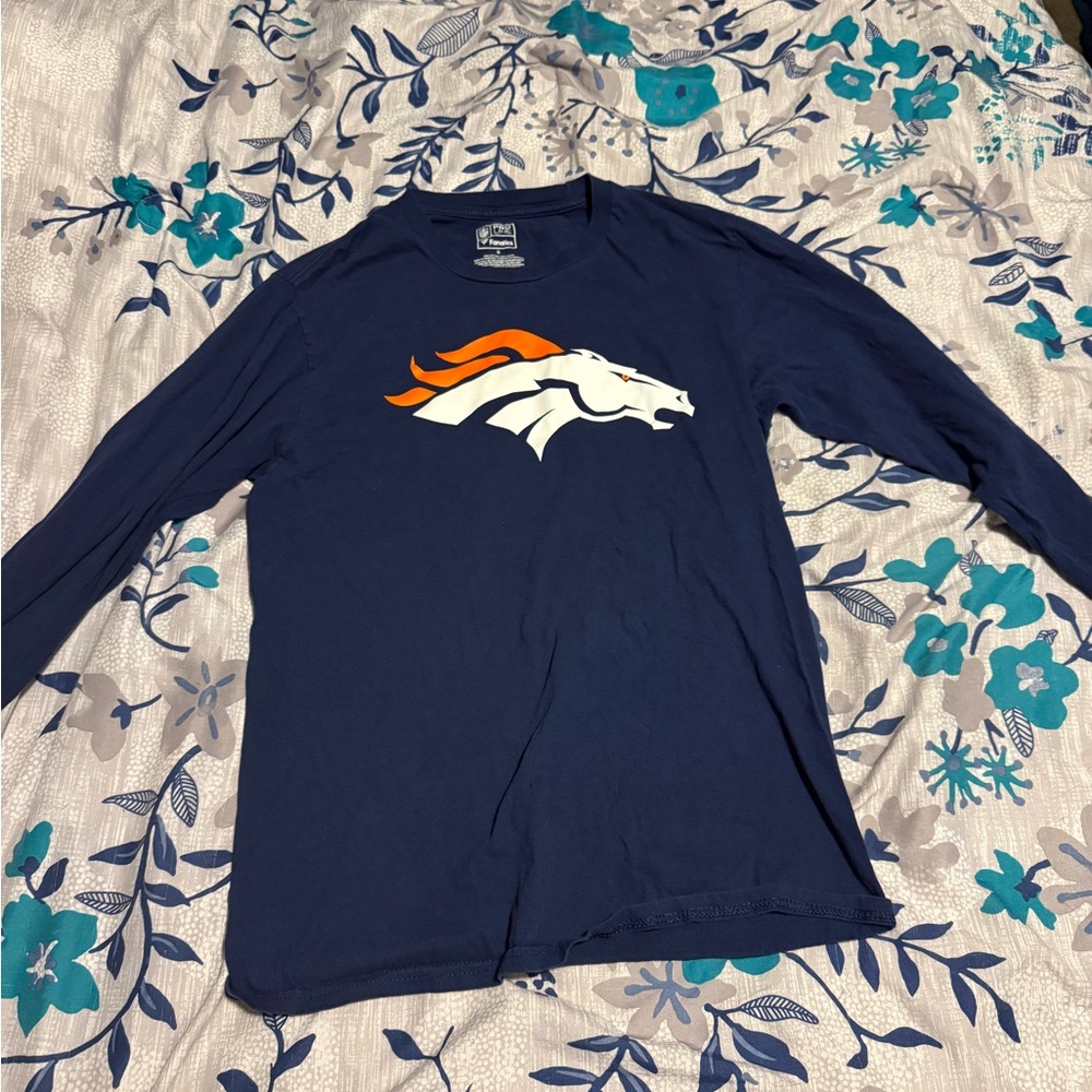 Fanatics Navy Blue Long Sleeve tee with NFL Broncos logo
